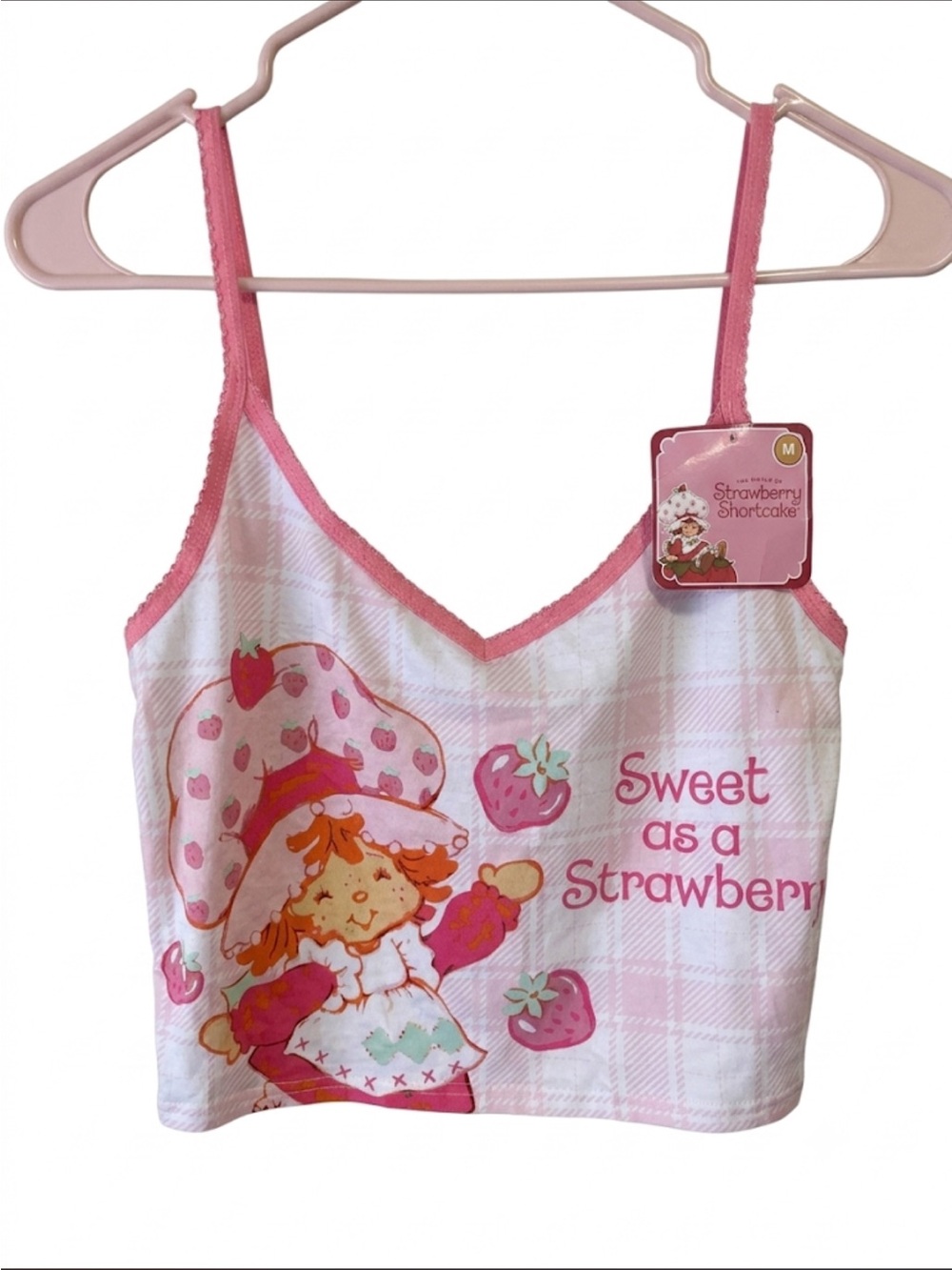 Strawberry Shortcake Pink Graphic Crop Tank camisole